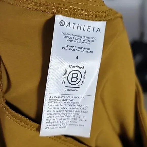 Athleta Vienna Cargo Pant Travel Commute Relaxed Wide Leg Brass Yellow - Picture 9 of 9